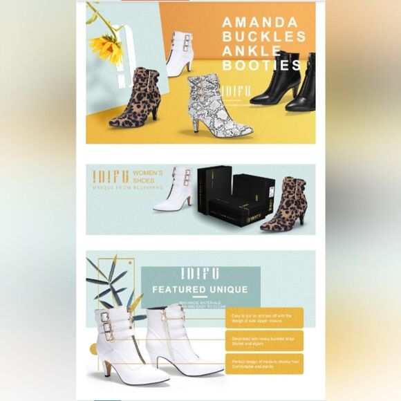 IDIFU Navy Blue Ankle Boots With Buckles Zip Closure Skinny Heel Size 10 - Picture 13 of 13